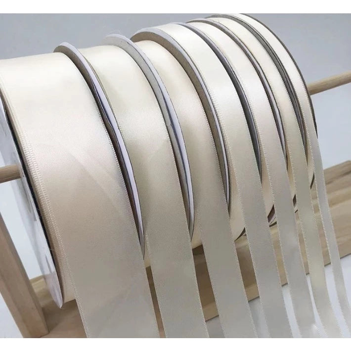 (0.6cm, 1cm, 2cm, 4cm, 5cm) Milky White 5 Yards High Quality Satin Ribbon High Quality Sin