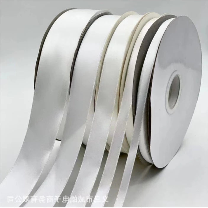 (0.6cm, 1cm, 2cm, 4cm, 5cm) White 5 Yards High Quality Satin Ribbon High Quality Single Face
