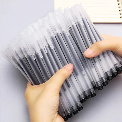 50pcs/pack Black/Blue Gel Pen Student Exam Office Signature Transparent Pen