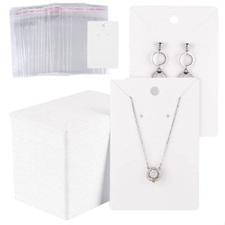 50pcs/Set Blank Kraft Paper Jewelry Holder Cards – Earring, Necklace, Keychain & Bracelet Display