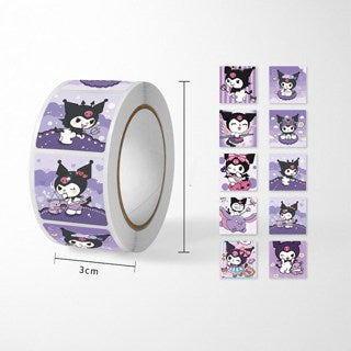 500pcs/roll Sanrio Sticker Cartoon Hello Kitty Kuromi Stickers Kawaii Melody Cute Laptop Decals Book