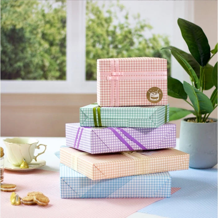 (5pcs) Checkered gift wrapping paper retro nostalgic elegant size birthday Wrapping paper