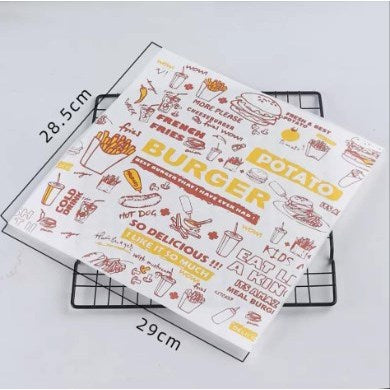(100pcs) Wax Paper Burger Sandwich Cake Roll Wrapping Paper Greaseproof Liner Paper Food Tray Paper