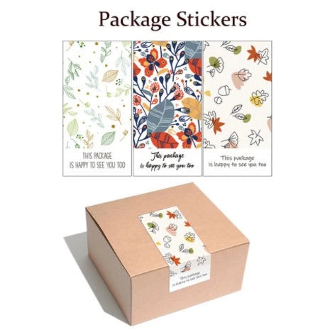 Rectangular green leaf stickers gift box sealed sticker / Rectangle Thankyou gift card