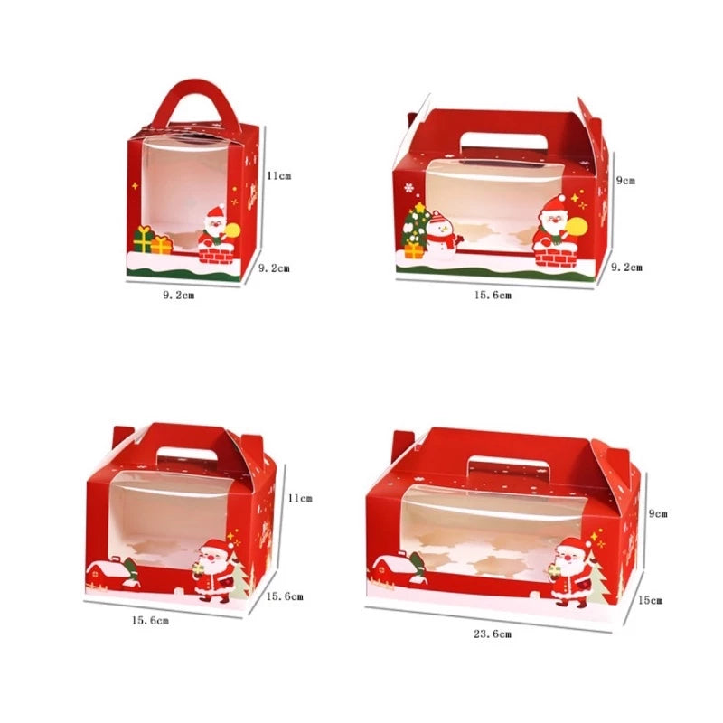 Christmas Cupcake box with Handle, Muffin Box Cupcakes Box, Pastry Box (1 ,2, 4, 6 holes)