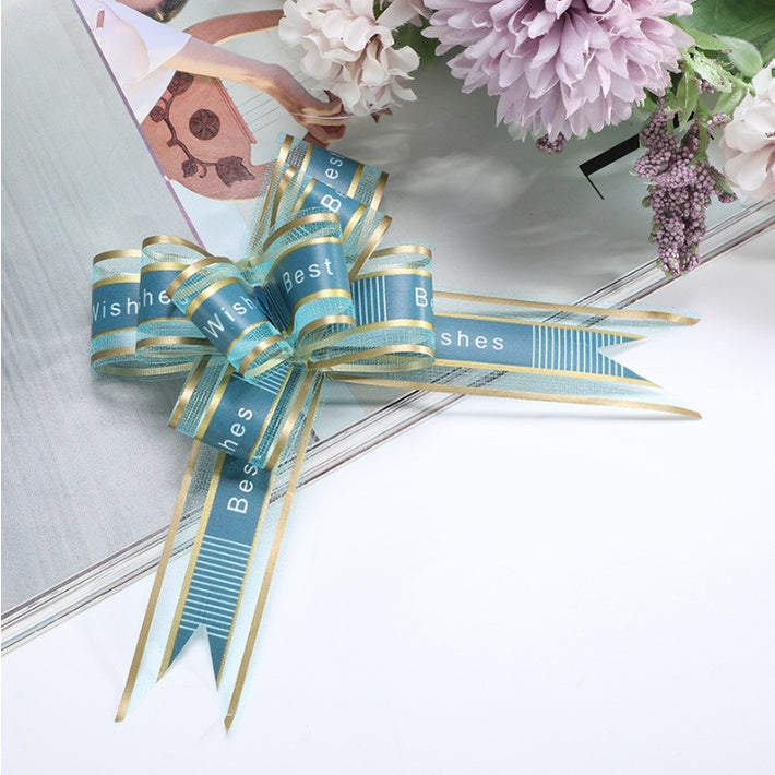 (10pcs) Hand-pulled "BEST WISHES" bows Ribbon gift & wrapping flower ribbon