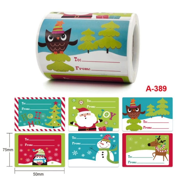 250PCS/1Roll Merry Christmas Sticker Label Santa Claus Sticker for Gifts Christmas Gift tags