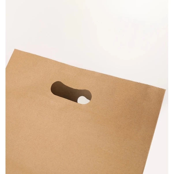 1pc | 120gsm Kraft Brown Punch Hole Takeout Paper Bag with Handle