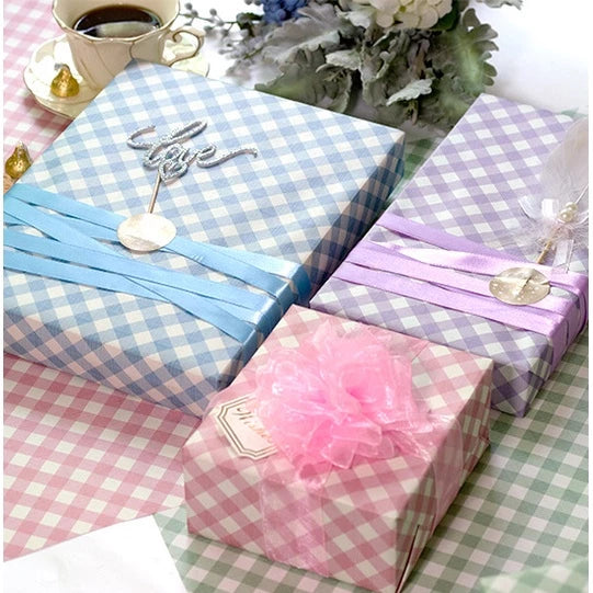 (5pcs) Checkered gift wrapping paper retro nostalgic elegant size birthday Wrapping paper
