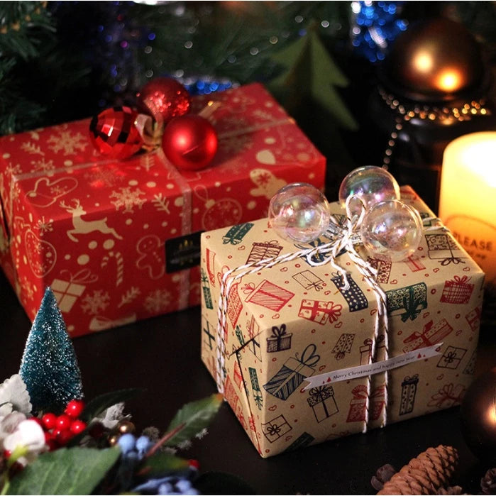 5 Sheets/roll CHRISTMAS Kraft Gift Wrapper Christmas Gift Present Paper Gift paper