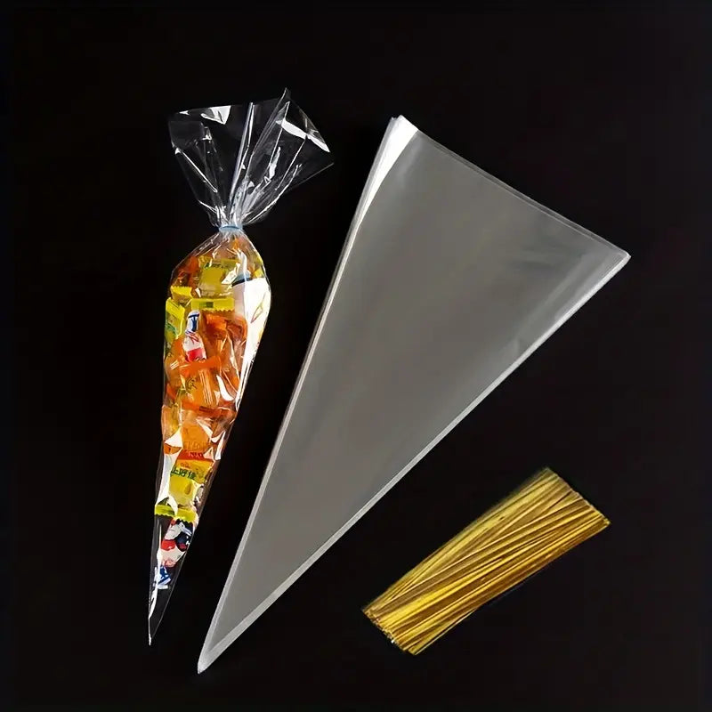 (50pcs) Triangle Transparent Plastic Bag Carrot Candy Bags Kids Birthday Party Decoration