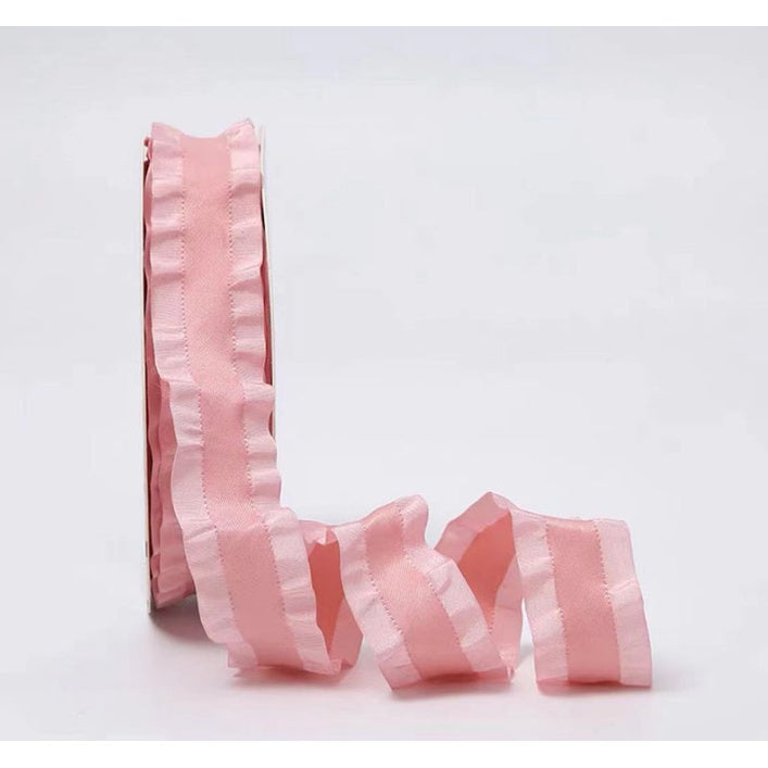 1roll |2.2cm Korean polyester ruffled ribbon flower packaging handmade DIY hair accessories