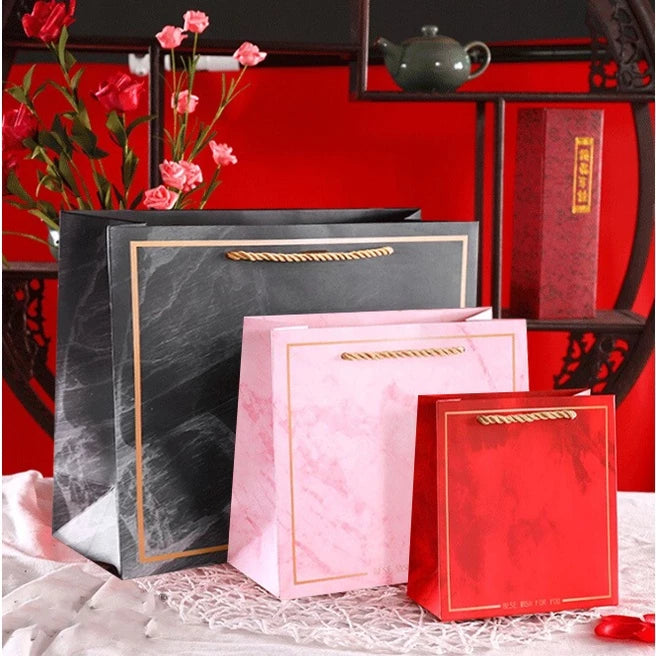 1pc Marble Paper Bag Premium Quality Gift Bags Gift Packaging Paper Bag