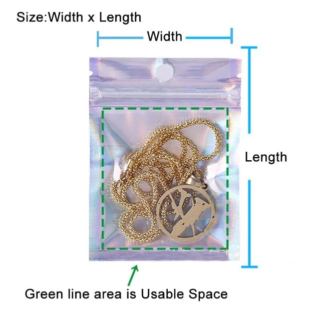 (50pcs) Holographic pouch Laser Storage Bag Gift Packaging Cosmetics Pouch