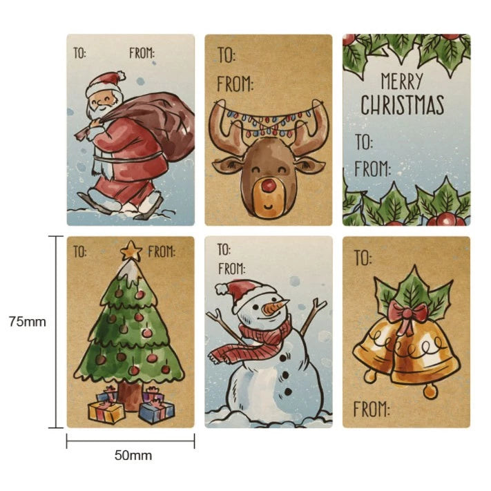 250PCS/1Roll Merry Christmas Sticker Label Santa Claus Sticker for Gifts Christmas Gift tags