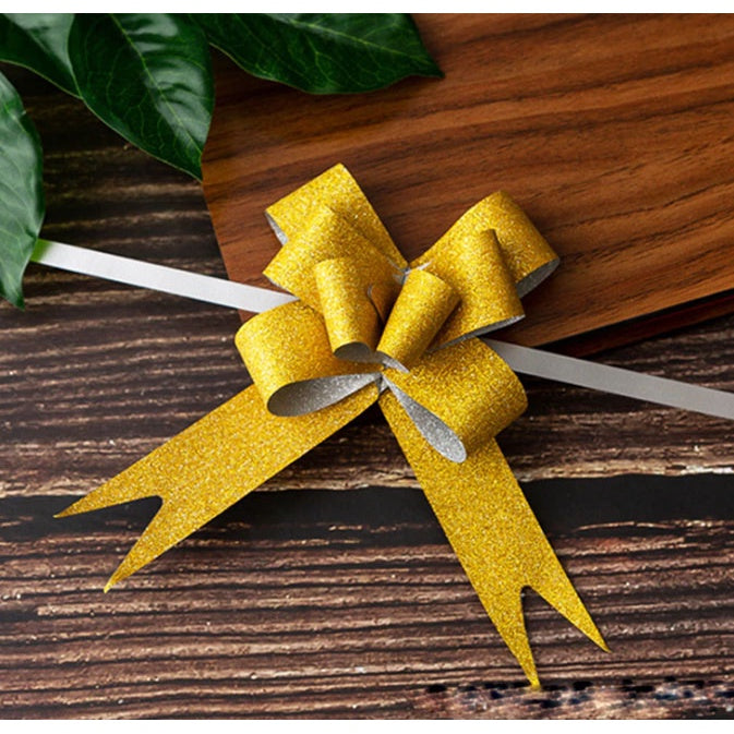 10pcs hand-pulled bows Ribbon gift & wrapping flower ribbon bow glitter coated Ribbon
