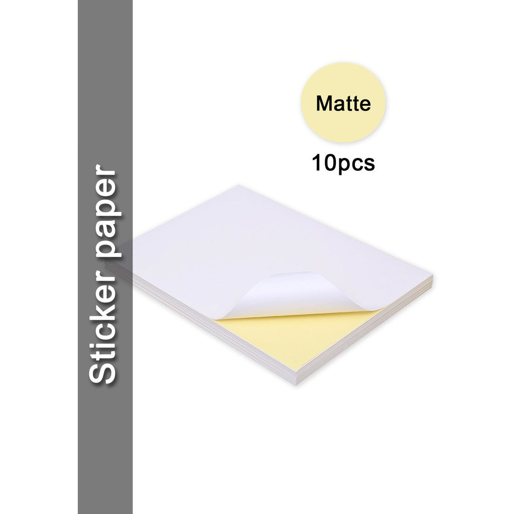 (5 | 10 pcs) Printable Inject Sticker paper Matte, Glossy & Kraft A4 | |A4 Sticker Paper
