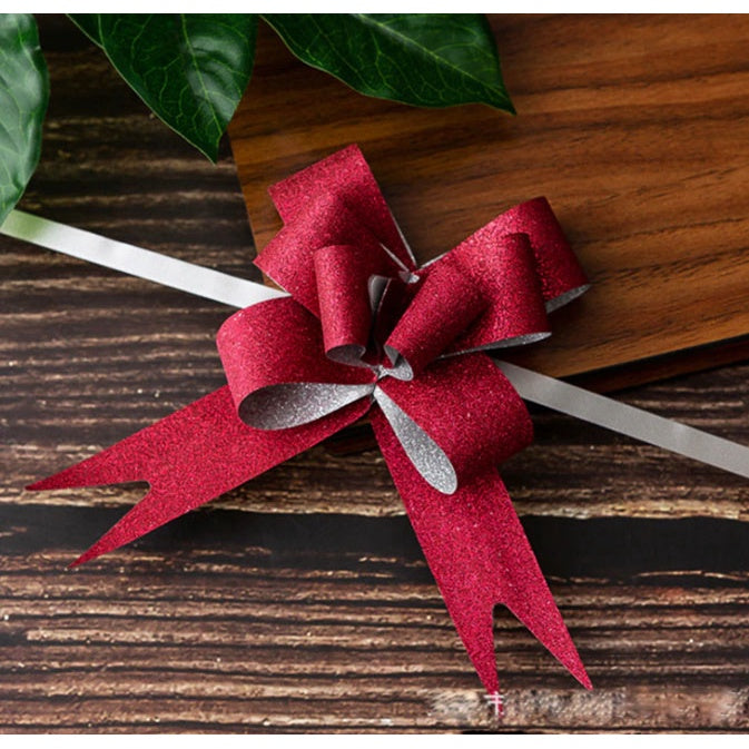 10pcs hand-pulled bows Ribbon gift & wrapping flower ribbon bow glitter coated Ribbon