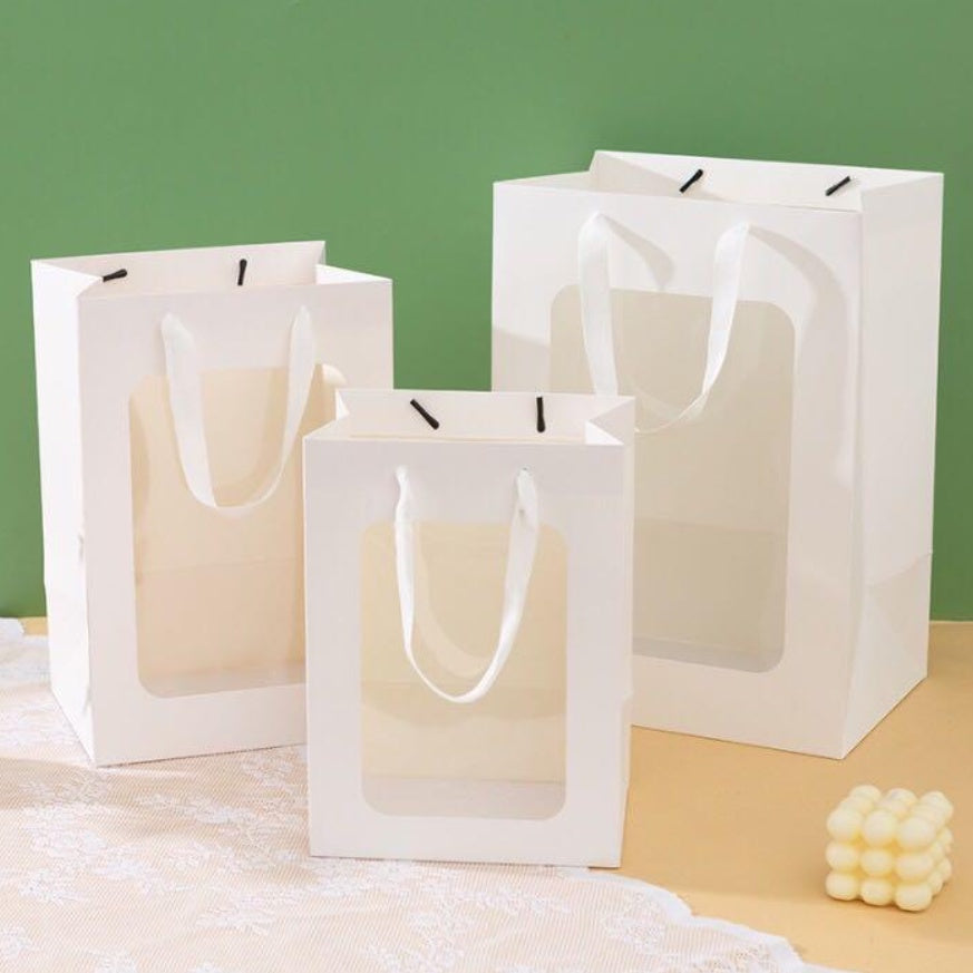 (1pc) Paper Bag Window Clear Window Gift Bags for Stuff Toys Flower Bag Gift Packaging