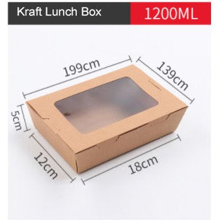 Single-Window Kraft Paper Lunch Box Disposable Takeaway Food Packaging 25pcs