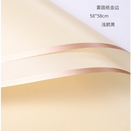 20pcs Gold Edge Waterproof Floral Wrapping Paper Sheets Frosted Bouquet Packaging Paper