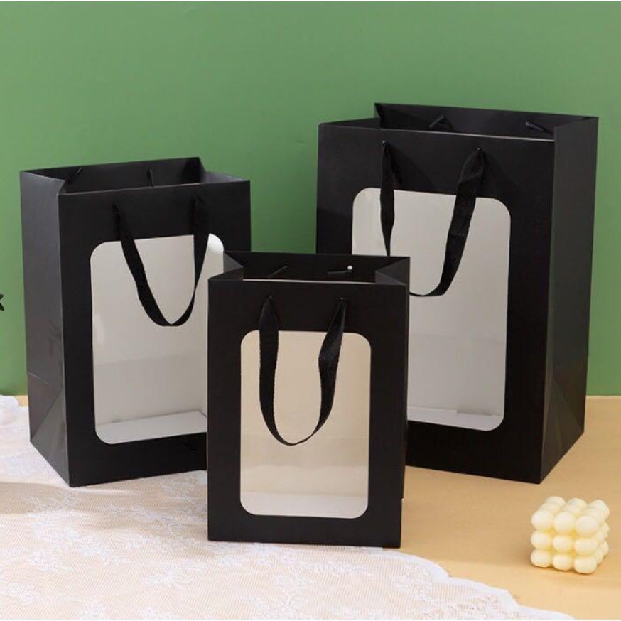 (1pc) Paper Bag Window Clear Window Gift Bags for Stuff Toys Flower Bag Gift Packaging