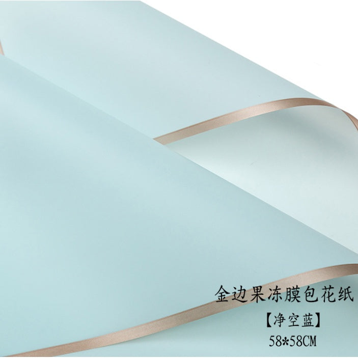 20pcs Gold Edge Waterproof Floral Wrapping Paper Sheets Frosted Bouquet Packaging Paper