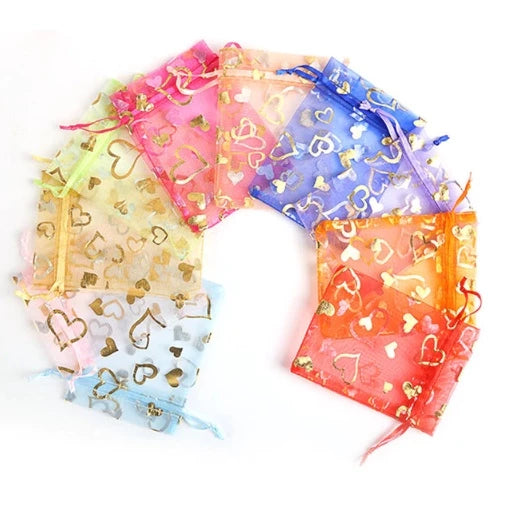 1pc Heart Organza Pouch Love Drawstring Valentines Bag Wedding Souvenir