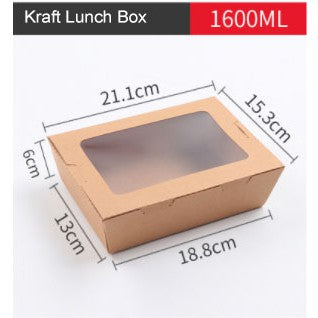 Single-Window Kraft Paper Lunch Box Disposable Takeaway Food Packaging 25pcs