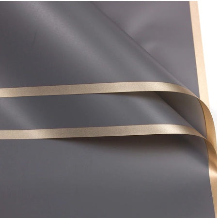 20pcs Gold Edge Waterproof Floral Wrapping Paper Sheets Frosted Bouquet Packaging Paper