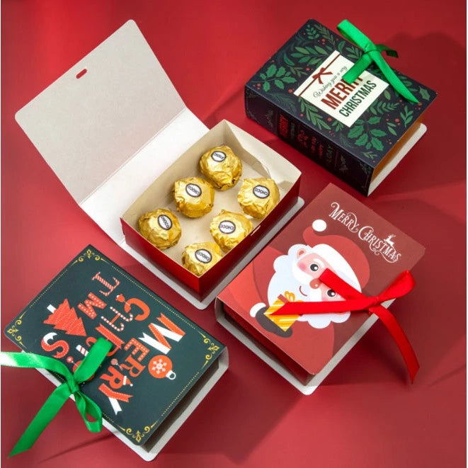 Book Shape Merry Christmas Candy Bag Xmas Santa Claus Gift Box Christmas Candy Box