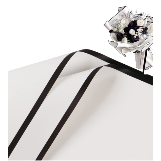 20pcs Gold Edge Waterproof Floral Wrapping Paper Sheets Frosted Bouquet Packaging Paper