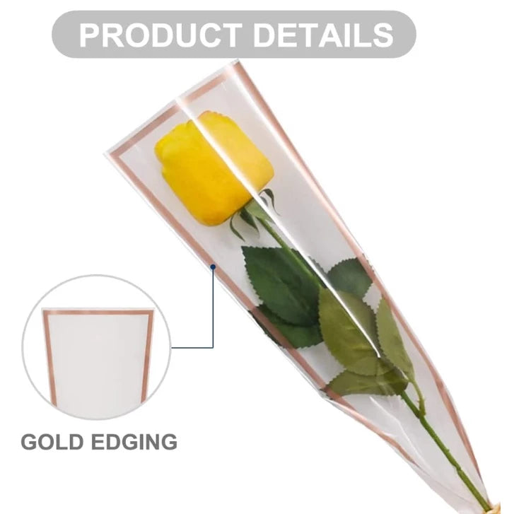 (50pcs) Flower packaging transparent bag Waterproof bouquet packaging bag