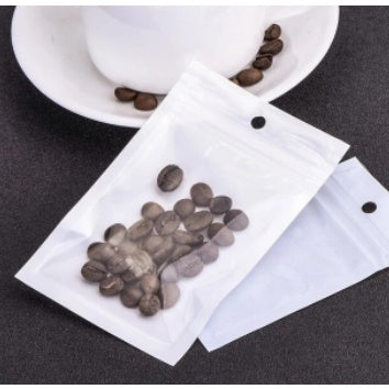 100 pcs | White Flat Pouch Ziplock Cosmetic Packaging Jewelry Clothes, Resealable