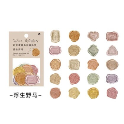 40pcs Wax Seal Stickers Deco PET Transparent Decals Vintage Sealing Stickers Scrapbooking