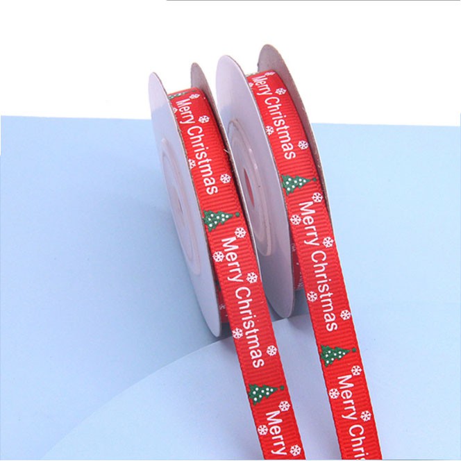 5.4/25Yards DIY Jacquard Christmas Silk Ribbon 1cm Scrapbook Wrapping Xmas Decorations Supplies