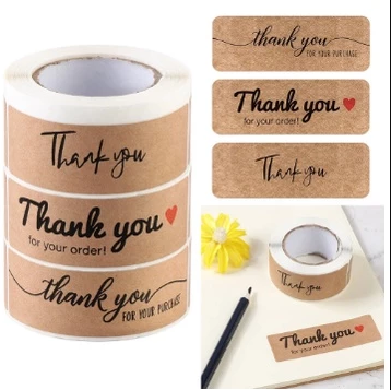 120pcs | KRAFT THANK YOU rectangular thank you sticker tape label