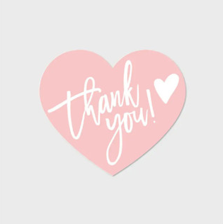 50pcs Heart Shape Thank You Cards Package Insert Gift Wrapping card