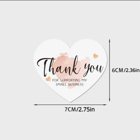 50pcs Heart Shape Thank You Cards Package Insert Gift Wrapping card