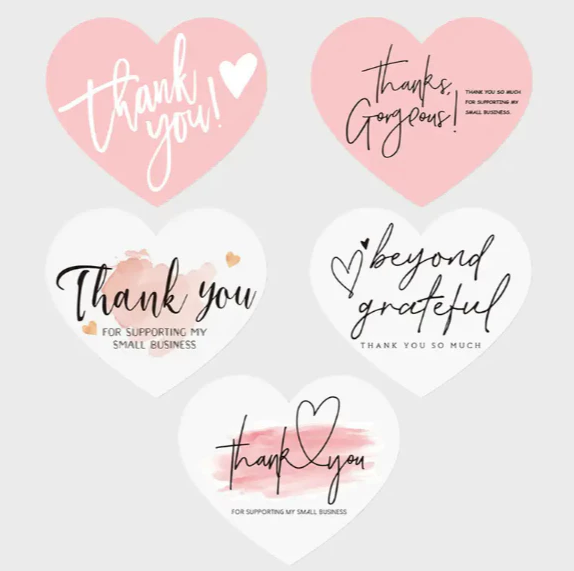 50pcs Heart Shape Thank You Cards Package Insert Gift Wrapping card