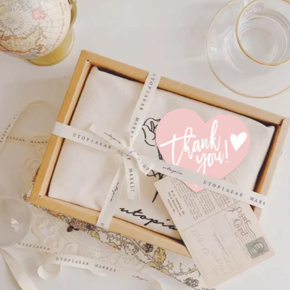 50pcs Heart Shape Thank You Cards Package Insert Gift Wrapping card