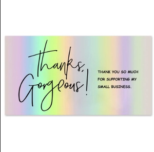 Holographic 50pcs Laser Thank You Card for Supporting Business Card