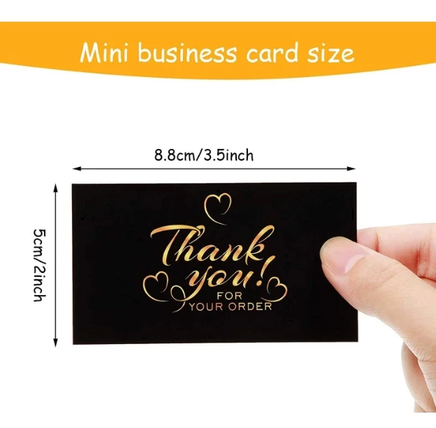 50PCS Black Gold Kraft Paper Cards Thank You For Your Order Card Business Card