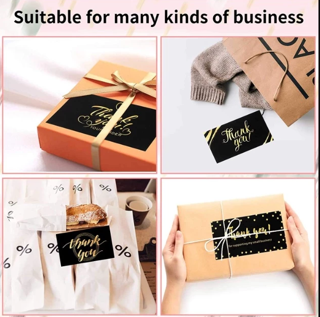 50PCS Black Gold Kraft Paper Cards Thank You For Your Order Card Business Card