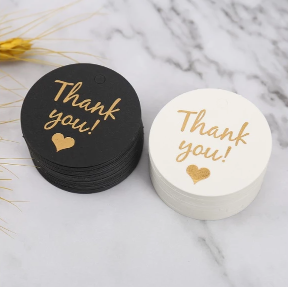 100PCS Gold Stamping Paper Gift Tags Black, White Hang Label Decor Wedding Gift Tags