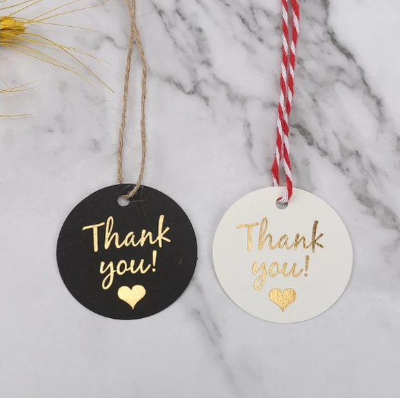 100PCS Gold Stamping Paper Gift Tags Black, White Hang Label Decor Wedding Gift Tags