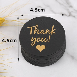 100PCS Gold Stamping Paper Gift Tags Black, White Hang Label Decor Wedding Gift Tags