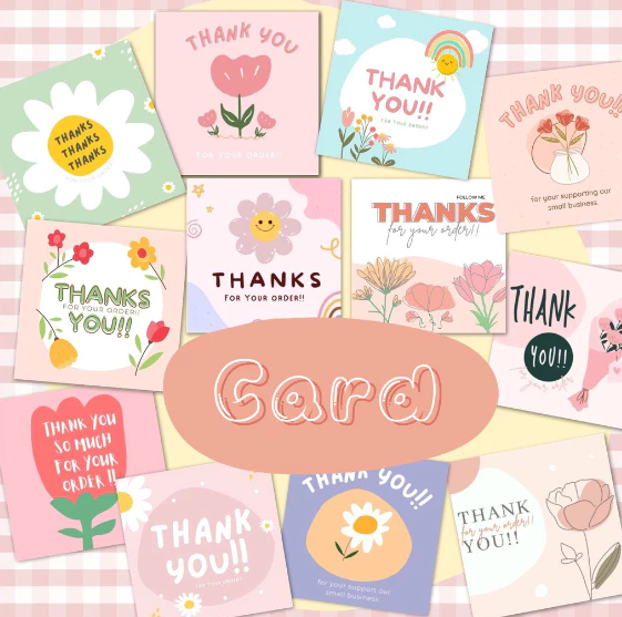 50pcs/pack | Cute Square Thank You Cards Packaging Decorative Gift Cards "Thank You For Your Order"