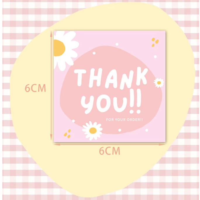 50pcs/pack | Cute Square Thank You Cards Packaging Decorative Gift Cards "Thank You For Your Order"
