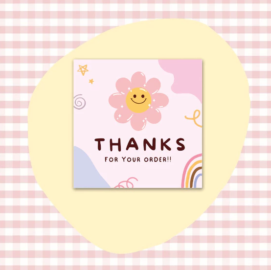 50pcs/pack | Cute Square Thank You Cards Packaging Decorative Gift Cards "Thank You For Your Order"
